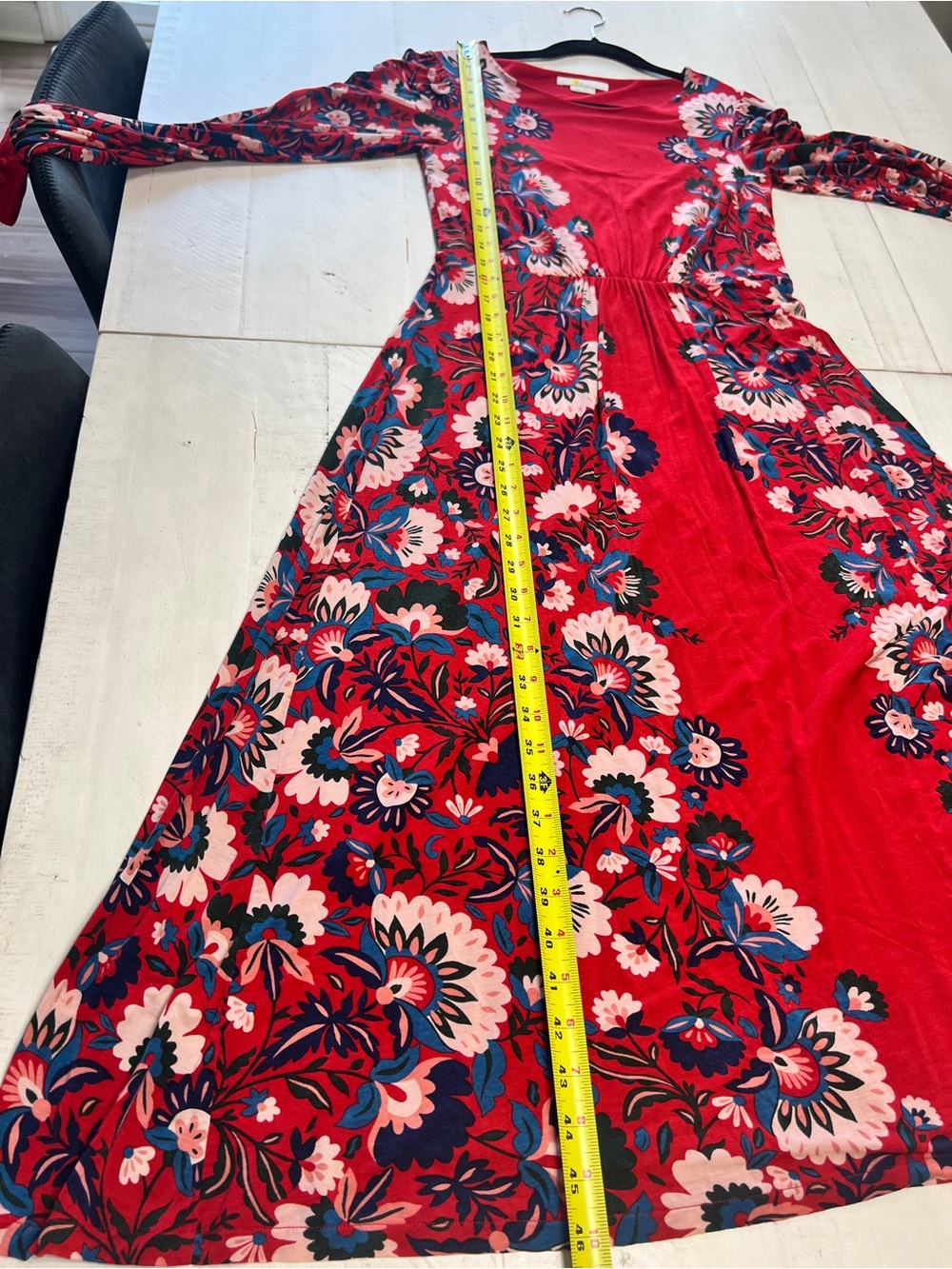 Boden Zoe Red Floral Print Jersey Long Sleeve Maxi Dress Size 4 - Picture 7 of 9